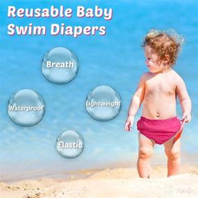 img 1 attached to 🏊 Huukeay Reusable Swim Diapers Set: Adjustable Snap, Washable Pool Swim Diapers for Baby Girls/Boys (12-24 Months)