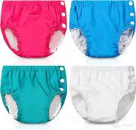 🏊 huukeay reusable swim diapers set: adjustable snap, washable pool swim diapers for baby girls/boys (12-24 months) logo