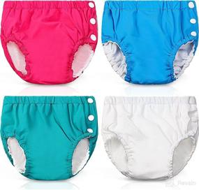 img 4 attached to 🏊 Huukeay Reusable Swim Diapers Set: Adjustable Snap, Washable Pool Swim Diapers for Baby Girls/Boys (12-24 Months)