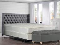 full size greaton innerspring mattress with tight top, firmness, and accompanying 4-inch split metal box spring/foundation set including frame logo