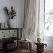 artbeck boho cotton linen curtains with tassels: geometric semi-blackout print farmhouse bohemian window drapes for living room, 1 panel logo