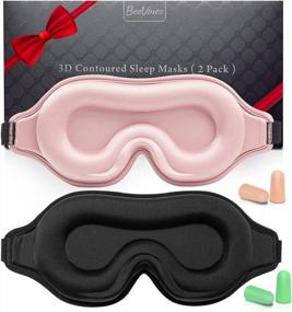 img 4 attached to BeeVines 3D Contoured Sleep Mask For Men & Women, 2 Pack With Adjustable Strap - Soft Breathable Eye Shade Cover For Travel Yoga Nap Blindfold.