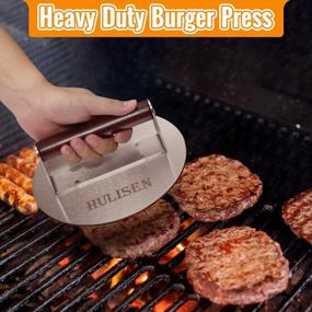 img 3 attached to Преобразите свою игру с гамбургерами с помощью HULISEN Heavy-Duty Burger Press &amp; Melting Dome Set - Набор аксессуаров для сковороды для гриля с плоским верхом в помещении / на открытом воздухе