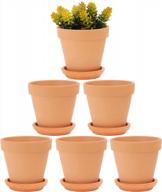 set of 6 large terracotta pots with saucers - 5 inch clay ceramic planters with drainage holes for succulents, cacti, & flowers - ideal for gardening and crafting projects logo