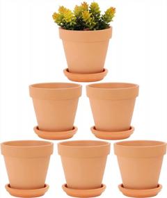 img 4 attached to Set Of 6 Large Terracotta Pots With Saucers - 5 Inch Clay Ceramic Planters With Drainage Holes For Succulents, Cacti, & Flowers - Ideal For Gardening And Crafting Projects