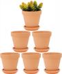 set of 6 large terracotta pots with saucers - 5 inch clay ceramic planters with drainage holes for succulents, cacti, & flowers - ideal for gardening and crafting projects logo