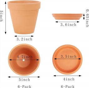 img 3 attached to Set Of 6 Large Terracotta Pots With Saucers - 5 Inch Clay Ceramic Planters With Drainage Holes For Succulents, Cacti, & Flowers - Ideal For Gardening And Crafting Projects