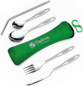 img 4 attached to Tapirus 6-Piece Portable Stainless Steel Utensil Set With Waterproof Carrying Case And Carabiner - Ideal For Camping, Picnics & Meals On The Go