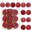 set of 12 shatterproof christmas ball ornaments - 3.15 inches red glitter sequin foam decorative hanging balls for holiday decoration - adxco logo