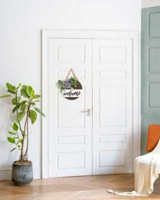 img 2 attached to Rustic Welcome Sign - White Wood Hanging Decor With Artificial Eucalyptus For Home Outdoor/Indoor Porch Farmhouse Decorations