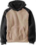 🧥 toddler boys girls sherpa hoodie - fleece contrast color pullover for maximum warmth and style, perfect outdoor outfit логотип