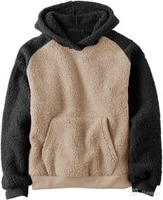 img 3 attached to 🧥 Toddler Boys Girls Sherpa Hoodie - Fleece Contrast Color Pullover for Maximum Warmth and Style, Perfect Outdoor Outfit