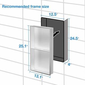 img 2 attached to Ниша для душа Neodrain из нержавеющей стали 13,1 "X 25,1", двухъярусная полка для ванной, плитка не требуется. Утопленное хранилище для ванной