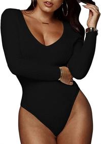 img 4 attached to GEMBERA Women's Bodysuit Bodycon - Trendy Women's Clothing at Bodysuits