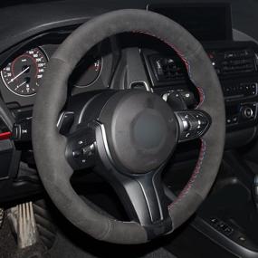 img 3 attached to 🚗 MEWANT Black Suede Car Steering Wheel Cover for BMW M2, M3, M4, M5, M6 (1.4mm Thickness)