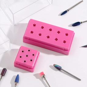 img 4 attached to Pink LIARTY Nail Drill Bits Holder: Dustproof, Organized Manicure Tools With 17 Holes
