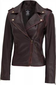 img 4 attached to Стиль вне времени: женские коричневые и черные кожаные куртки от Blingsoul