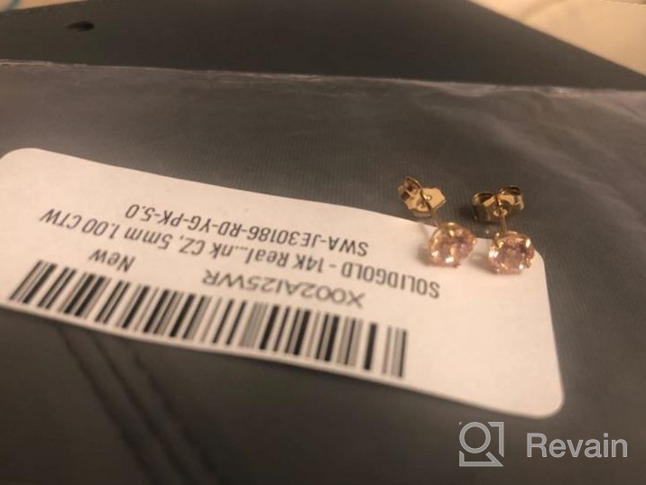 img 1 attached to 💎 SOLIDGOLD 14K Real Gold Round CZ Stud Earrings with Genuine Pink Swarovski CZ - Yellow, Rose & White Gold, 0.030-4.00 CTW review by Jackie