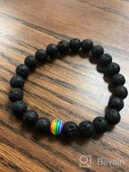 img 1 attached to LGBT Relationship Bracelet: White Howlite & Black Lava Rock, Rainbow Resin, Handmade, Love is Colorful, Gay Couples review by Aaron Allen