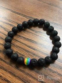 img 5 attached to LGBT Relationship Bracelet: White Howlite & Black Lava Rock, Rainbow Resin, Handmade, Love is Colorful, Gay Couples