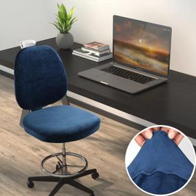 img 3 attached to Soft Velvet Stretch Armless Chair Slipcover In Navy Blue - BUYUE Task Office Chair Cover For Dustproof Protection And Washable Convenience