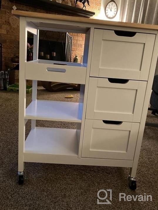 img 1 attached to YITAHOME Rolling Kitchen Island Cart With Storage And 3 Drawers - Perfect For Home And Dining Room Use review by Kimberly Thomas