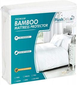 img 4 attached to Full Size PlushDeluxe Premium Bamboo Mattress Protector - Waterproof, Ultra Soft & Breathable For Comfort & Protection