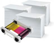 evolis r5f008aaa color ribbon & premium pvc cards bundle - prints 300 cards with ymcko technology for stunning results logo