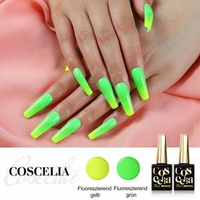 img 3 attached to Beginner'S Gel Nail Polish Set: 2 Soak-Off Glitter Polishes In Fluorescent Green And Autumn Shades For DIY Nail Art In Salons - 10Ml By COSCELIA