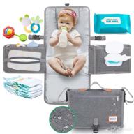 👶 convenient portable diaper changing pad: smart wipes pocket, one-hand change mat, waterproof & compact travel baby shower gift - gray logo