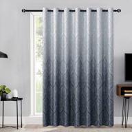 dwcn ombre blackout patio door curtains - damask patterned thermal insulated sliding door curtains - extra wide grommet drapes for living room sliding glass door, 120 x 96 inches, 1 panel, grey logo