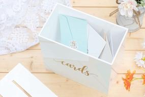 img 2 attached to Large 10X10X5.5 Inch White Acrylic Wedding Card Box W/ Gold Print - Perfect For Weddings, Birthdays & Memory Boxes!