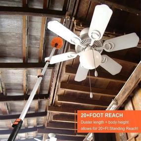 img 3 attached to 🕷️ High Reach Cobweb Duster with Telescopic Pole - Outdoor Spider Web Cleaning Brush, 3 to 12 Feet Aluminum Extendable Dust Remover for Tall Ceiling Fans, Corners, and Exterior Areas