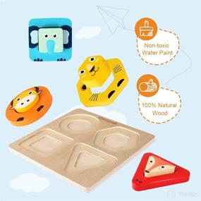 img 3 attached to 🐻 Coogam Wooden Animal Sorting Baby Stacking Toys - Shape Color Recognition Puzzle Matching Blocks for Fine Motor Skills & Preschool Learning - Educational Board Game Gift for Kids Age 1 2 3 Year Old