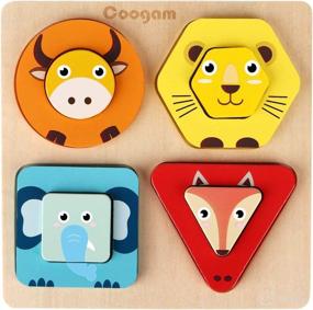 img 4 attached to 🐻 Coogam Wooden Animal Sorting Baby Stacking Toys - Shape Color Recognition Puzzle Matching Blocks for Fine Motor Skills & Preschool Learning - Educational Board Game Gift for Kids Age 1 2 3 Year Old