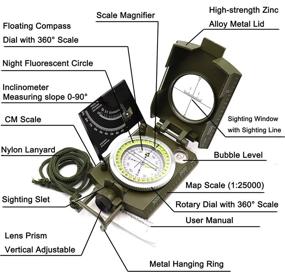img 3 attached to Military-Grade DETUCK Compass W/ Inclinometer, Night Fluorescence & Waterproof Design - Perfect For Hiking, Camping & Hunting!
