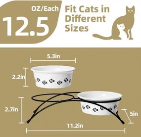 img 1 attached to Sweejar Non-Slip Cat Food Bowl Set: Elevated Porcelain Pet Dishes For Comfortable Eating, 12 Oz Capacity, Pack Of 2 In Yellow Color