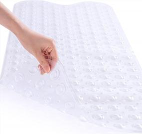 img 4 attached to Non-Slip Shower Mat For Safe Bathing: ROSMARUS Extra Long 16” X 39” Bathtub Mat With Suction Cups And Drain Holes