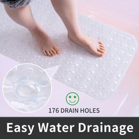 img 2 attached to Non-Slip Shower Mat For Safe Bathing: ROSMARUS Extra Long 16” X 39” Bathtub Mat With Suction Cups And Drain Holes
