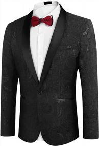 img 3 attached to JINIDU приталенный мужской пиджак с вышивкой и цветочным принтом для свадеб, вечеринок, ужинов и выпускных вечеров, смокинг, блейзер