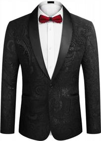 img 4 attached to JINIDU приталенный мужской пиджак с вышивкой и цветочным принтом для свадеб, вечеринок, ужинов и выпускных вечеров, смокинг, блейзер