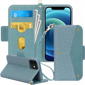 img 4 attached to Premium Wallet Case Folio Flip Cover For IPhone 12 Mini 5.4 Inch 2020 Release - RFID Blocking, Kickstand, Card Holder [Green]
