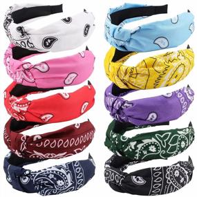 img 4 attached to CUBACO 10 Pack Paisley Bandana Headbands For Women - Stylish Non-Slip Hair Accessories For Girls
