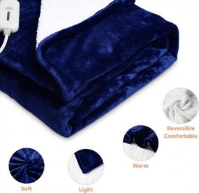 img 2 attached to Lukasa Reversible Heated Throw Blanket - Flannel/Sherpa, ETL Certified, Machine Washable, 3 Heat Settings With 4 Hour Auto-Off, 50" X 60" (Blue)