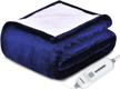 lukasa reversible heated throw blanket - flannel/sherpa, etl certified, machine washable, 3 heat settings with 4 hour auto-off, 50" x 60" (blue) logo
