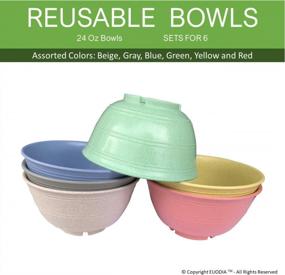 img 3 attached to 6-Pack 24 Oz Unbreakable Wheat Straw Plastic Bowls For Cereal, Popcorn, Soup, Rice, Salad, Snack, Dessert & Noodle - Dishwasher & Microwave Safe Reusable Lightweight BPA Free