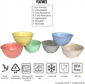 img 2 attached to 6-Pack 24 Oz Unbreakable Wheat Straw Plastic Bowls For Cereal, Popcorn, Soup, Rice, Salad, Snack, Dessert & Noodle - Dishwasher & Microwave Safe Reusable Lightweight BPA Free