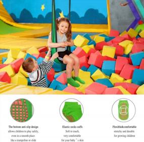 img 1 attached to Kids Trampoline Socks 4 Pairs Anti-Skid Non Slip Sticky Grips For Barefoot Workout 2-9 Years Infants Baby Children