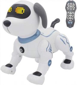 img 4 attached to 🐶 Fisca Remote Control Dog, Voice-activated RC Robotic Stunt Puppy - Handstand, Push-up, Dance, and Sound Effects - Programmable Electronic Pet for Kids Boys and Girls Ages 6-10