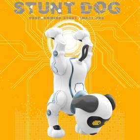 img 3 attached to 🐶 Fisca Remote Control Dog, Voice-activated RC Robotic Stunt Puppy - Handstand, Push-up, Dance, and Sound Effects - Programmable Electronic Pet for Kids Boys and Girls Ages 6-10